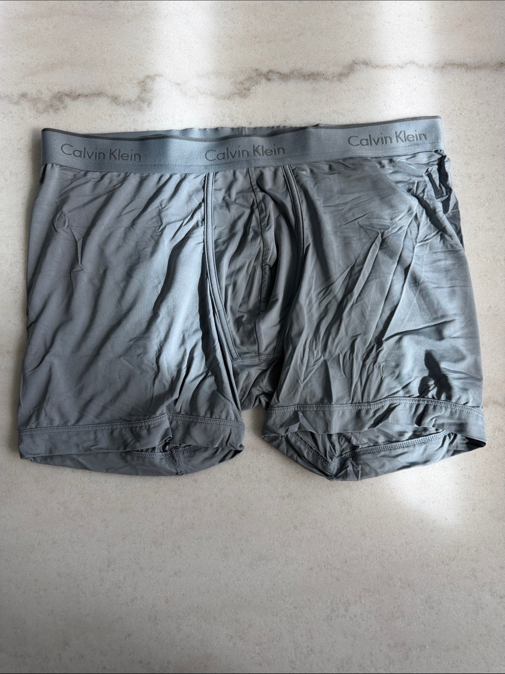 Calvin Klein Men's Gray Boxer Briefs with Logo Waistband